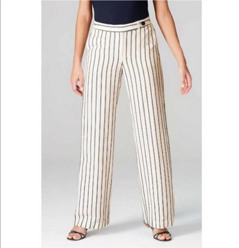 J.Jill Westport Full Length Striped Wide Leg Pants 8